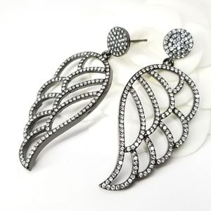 NEW Pave CZ Angle Wings Earrings